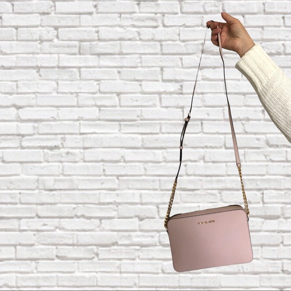 MICHAEL KORS • Jet Set Leather Large Crossbody Bag in Powder Blush • NWT - Picture 4 of 7